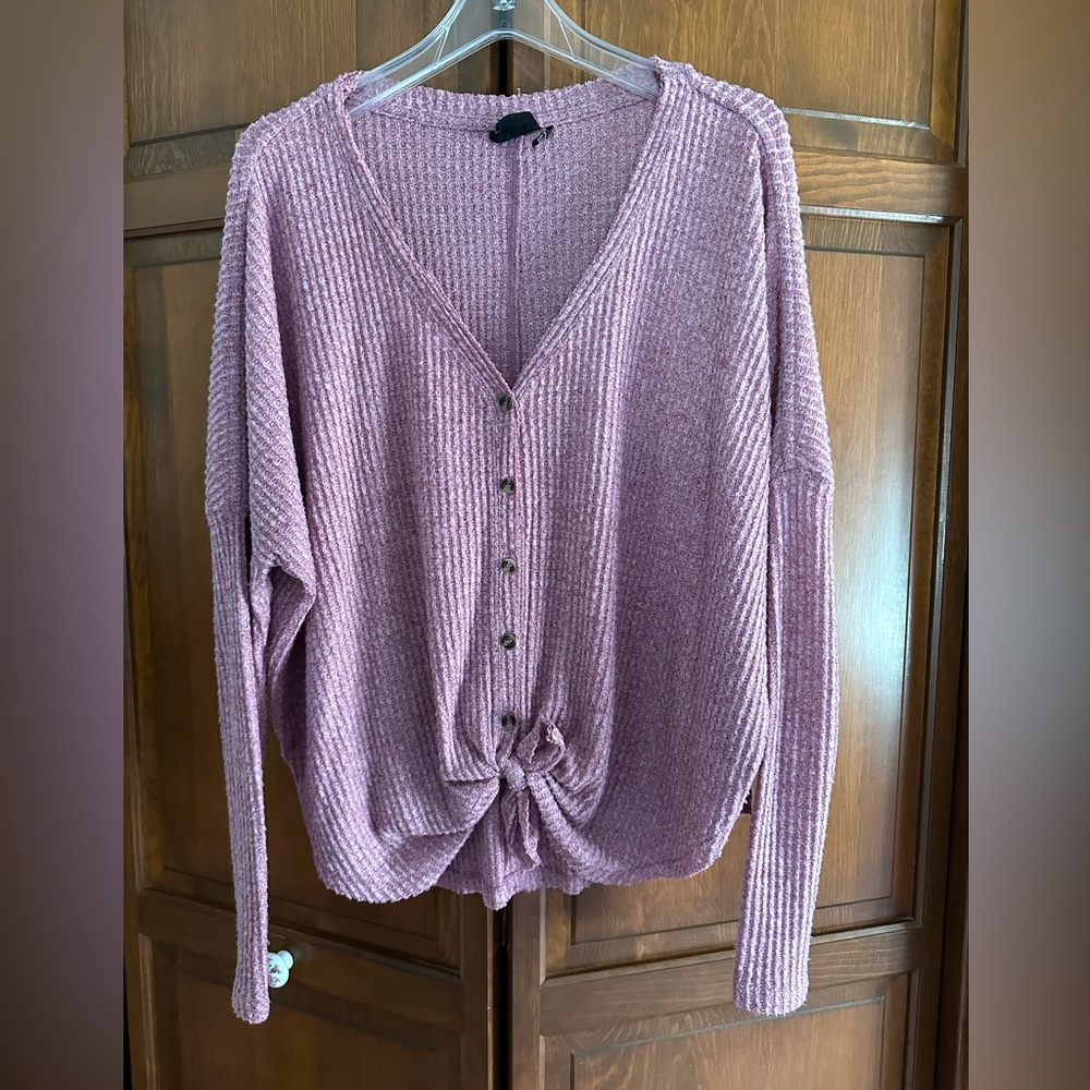 UO Tie-Front Sweater, Dusty Rose